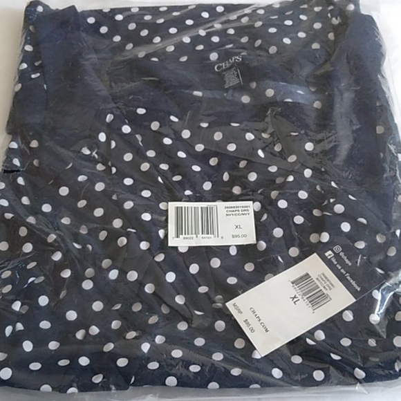Chaps Women's Fit Flare Navy/White Dot Dress, Size XL - Picture 3 of 8